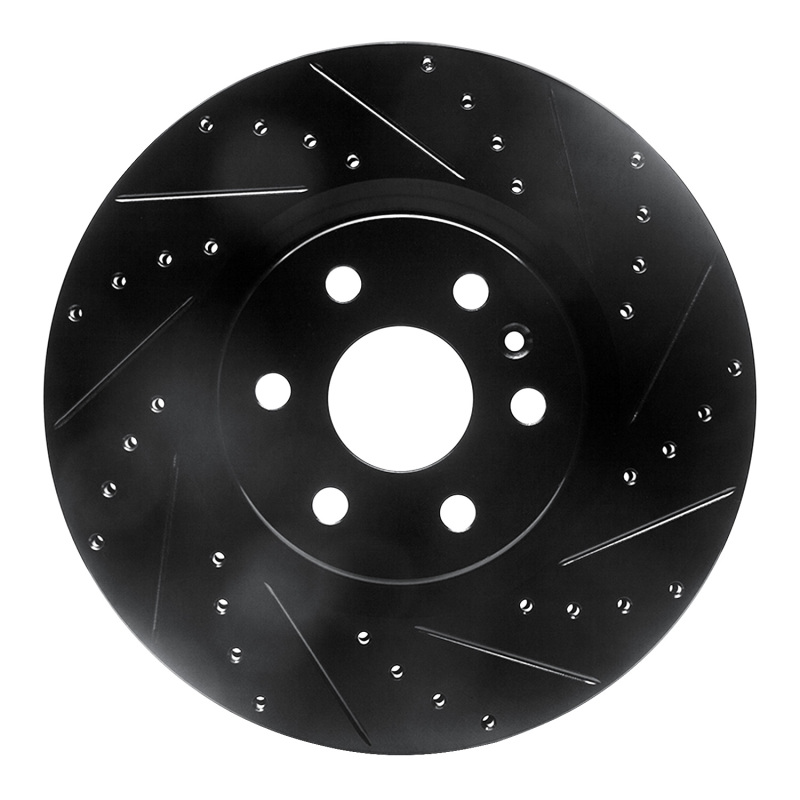 Picture of R1 10-16 Cadillac SRX Front Right Drilled & Slotted Black Brake Rotor