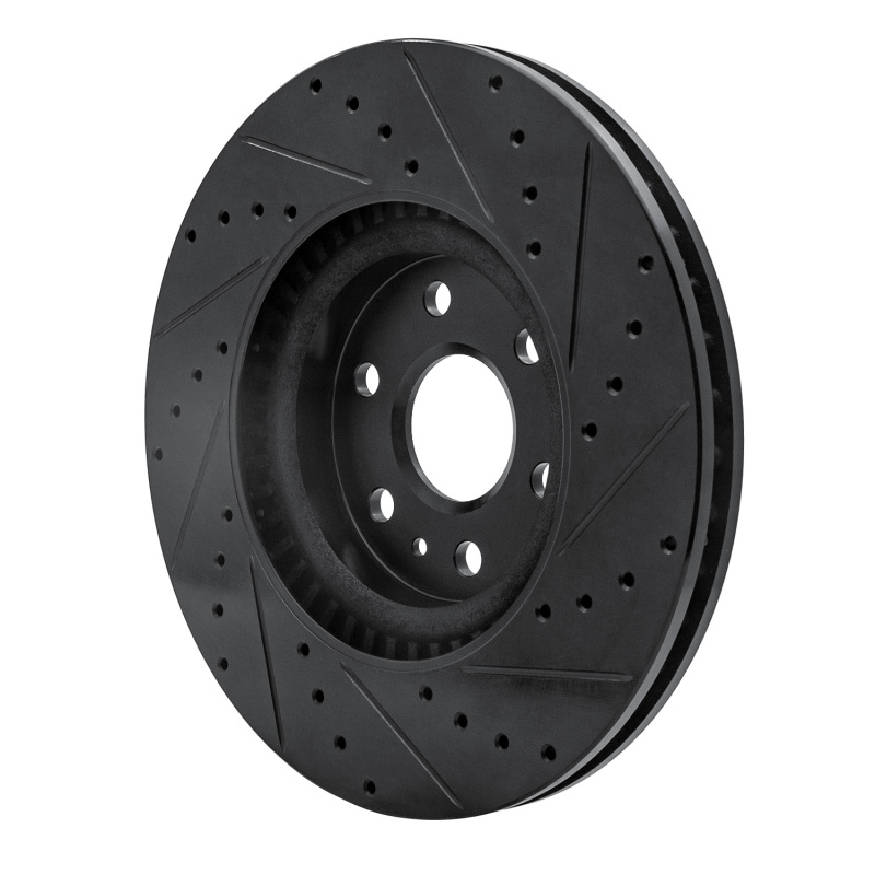 Picture of R1 10-16 Cadillac SRX Front Left Drilled & Slotted Black Brake Rotor