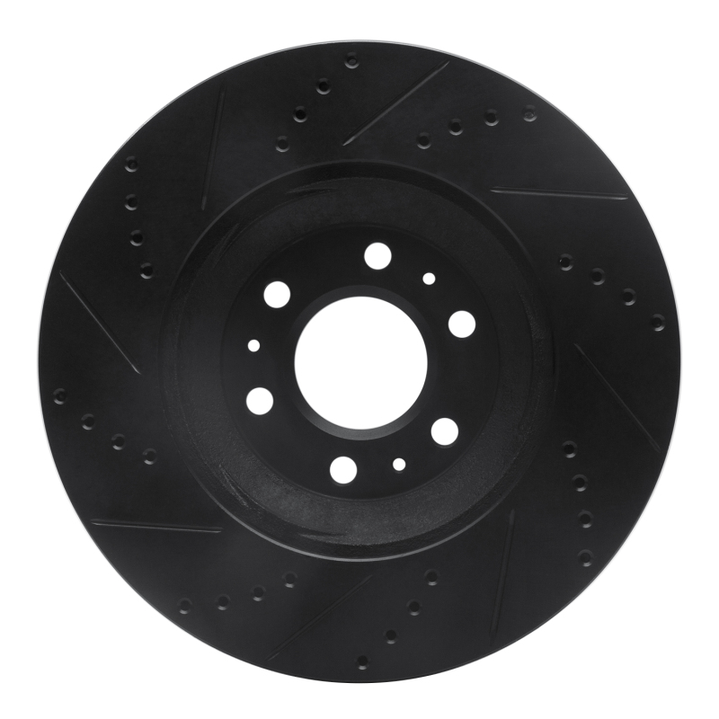 Picture of R1 04-09 Cadillac SRX Front Right Drilled & Slotted Black Brake Rotor