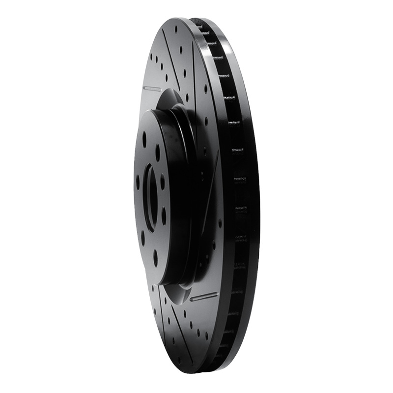 Picture of R1 10-16 Cadillac SRX Front Right Drilled & Slotted Black Brake Rotor
