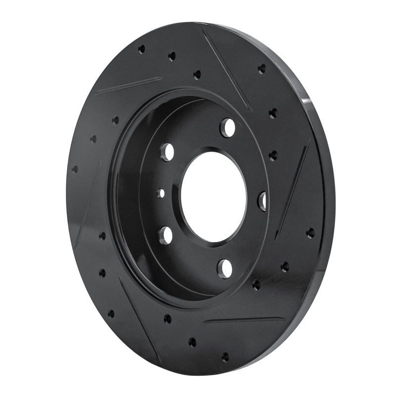 Picture of R1 04-16 Buick Allure Rear Left Drilled & Slotted Black Brake Rotor