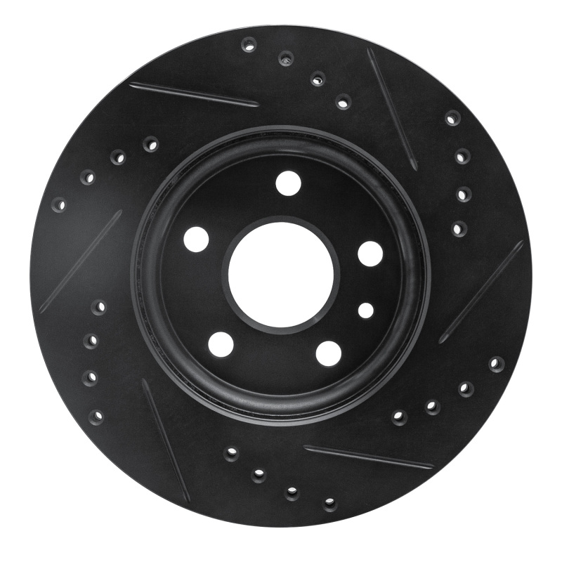 Picture of R1 11-23 Chevrolet Bolt EUV Front Left Drilled & Slotted Black Brake Rotor