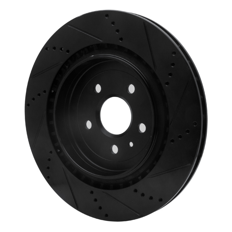Picture of R1 09-24 Cadillac CTS Rear Left Drilled & Slotted Black Brake Rotor