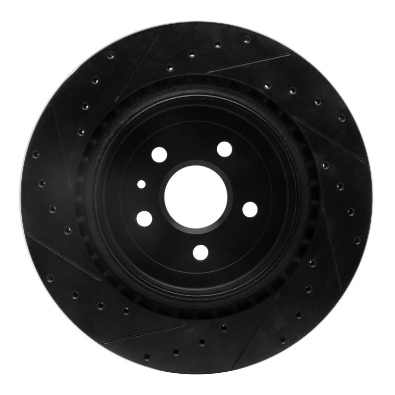 Picture of R1 09-24 Cadillac CTS Rear Right Drilled & Slotted Black Brake Rotor