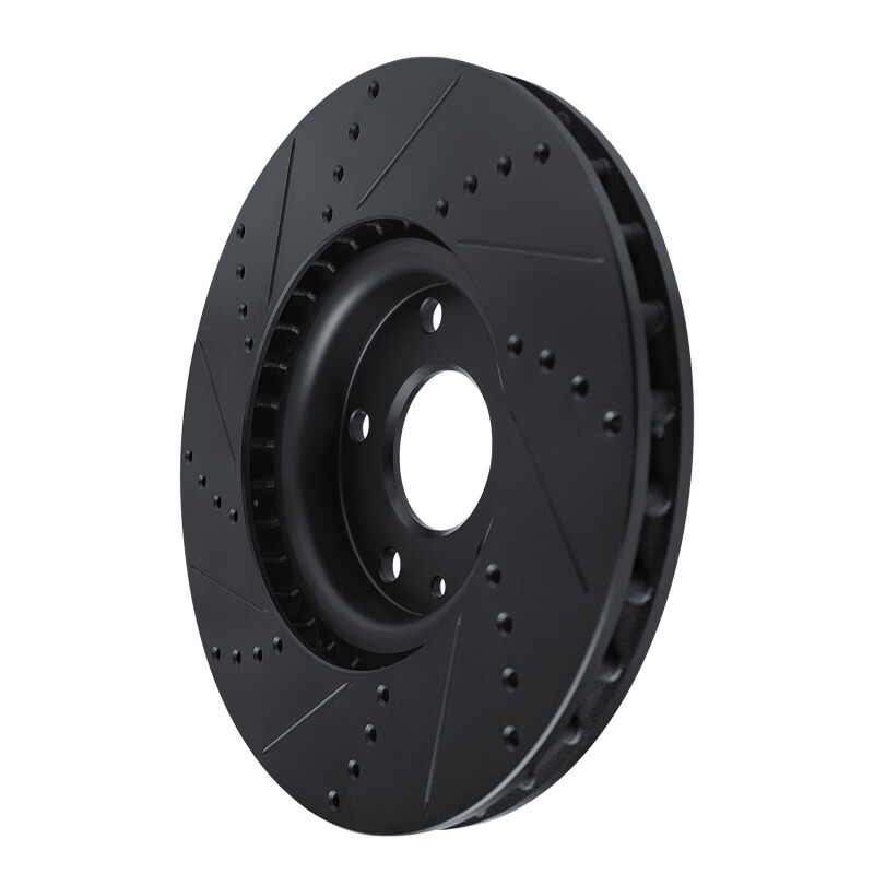 Picture of R1 14-19 Chevrolet Corvette Front Right Drilled & Slotted Black Brake Rotor