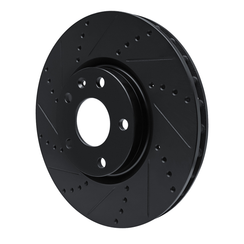Picture of R1 14-19 Chevrolet Corvette Front Left Drilled & Slotted Black Brake Rotor