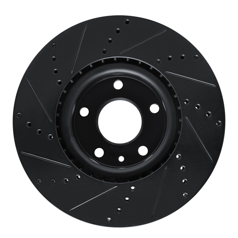 Picture of R1 14-19 Chevrolet Corvette Front Right Drilled & Slotted Black Brake Rotor