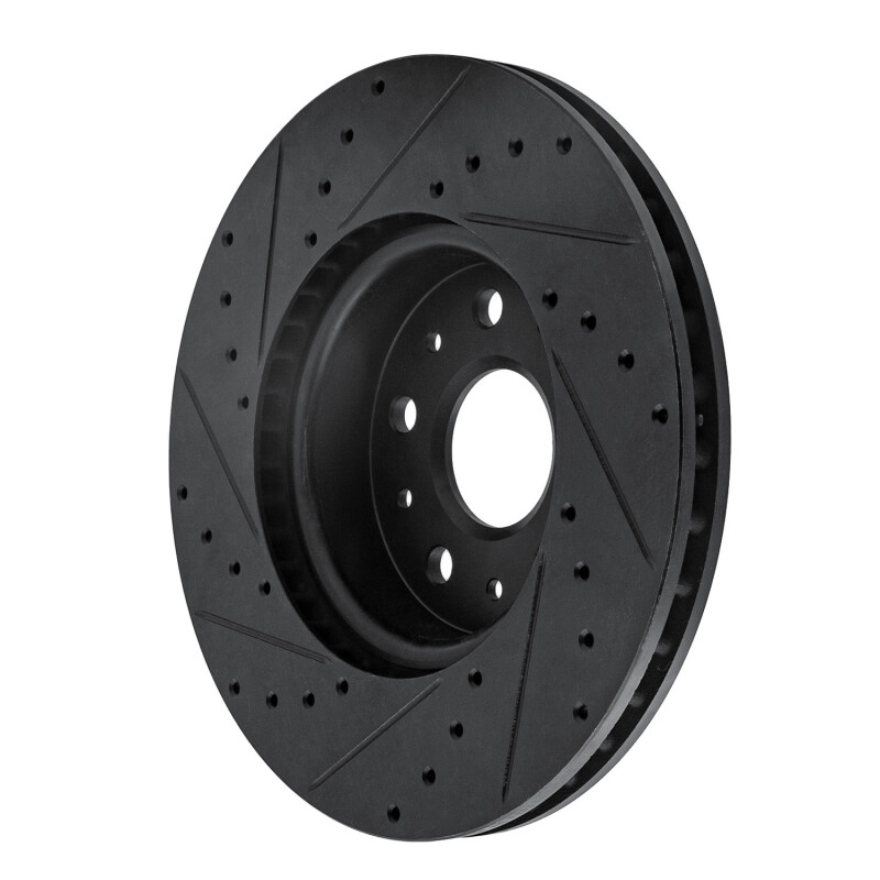 Picture of R1 16-25 Cadillac CT5 Front Right Drilled & Slotted Black Brake Rotor