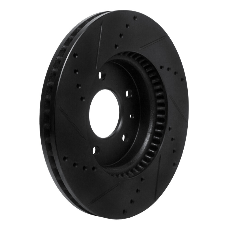 Picture of R1 07-15 Chevrolet Equinox Front Right Drilled & Slotted Black Brake Rotor