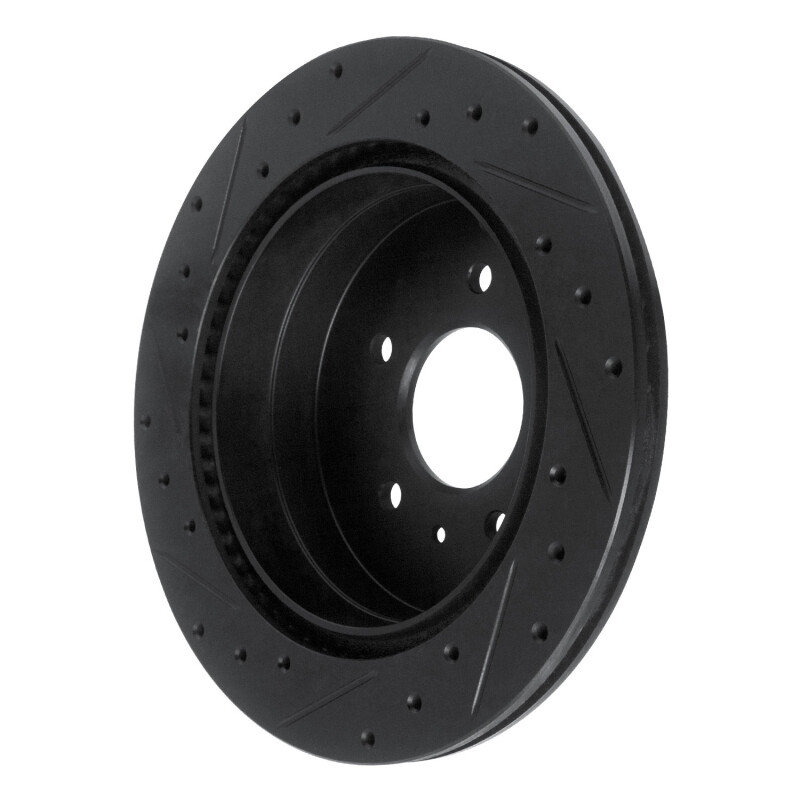 Picture of R1 07-15 Chevrolet Captiva Rear Right Drilled & Slotted Black Brake Rotor