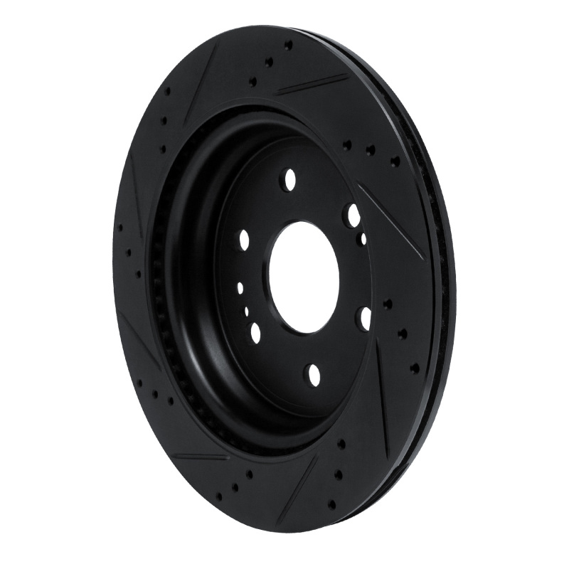 Picture of R1 19-25 Cadillac Escalade ESV Rear Right Drilled & Slotted Black Brake Rotor