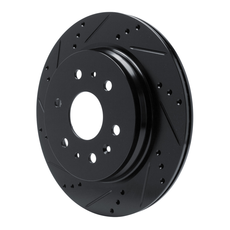 Picture of R1 19-25 Cadillac Escalade Rear Left Drilled & Slotted Black Brake Rotor