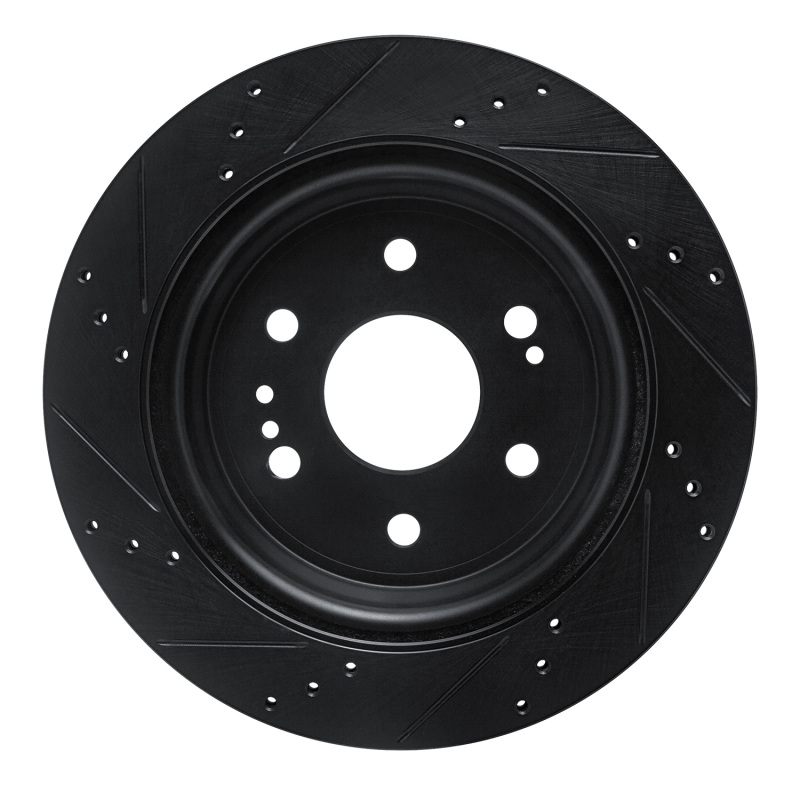 Picture of R1 19-25 Cadillac Escalade ESV Rear Right Drilled & Slotted Black Brake Rotor