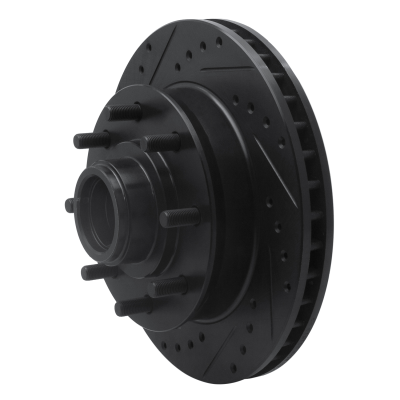 Picture of R1 92-02 Chevrolet G30 Front Left Drilled & Slotted Black Brake Rotor