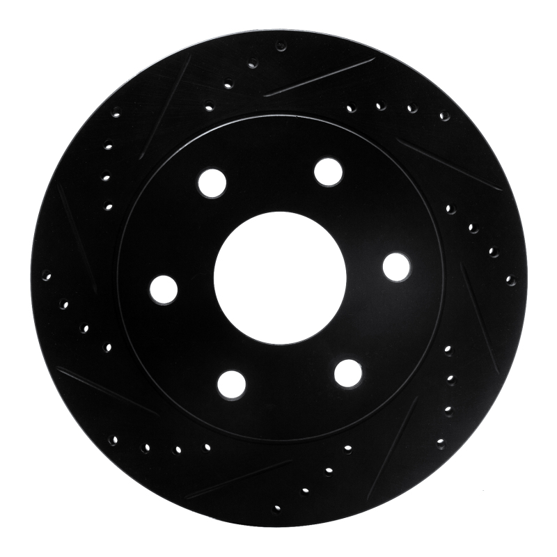 Picture of R1 99-08 Cadillac Escalade ESV Front Left Drilled & Slotted Black Brake Rotor