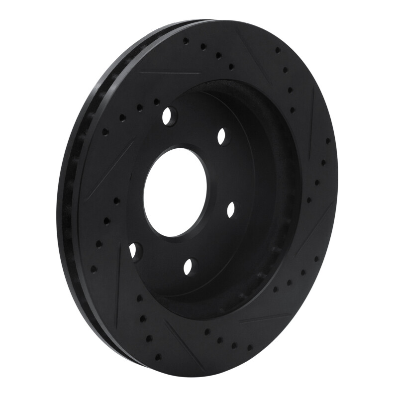 Picture of R1 99-08 Cadillac Escalade ESV Front Left Drilled & Slotted Black Brake Rotor
