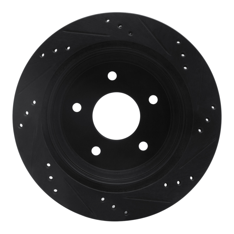 Picture of R1 98-05 Chevrolet S10 Rear Left Drilled & Slotted Black Brake Rotor