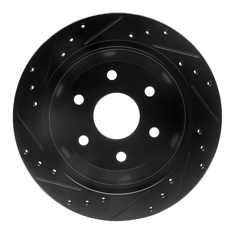 Picture of R1 99-07 Chevrolet Suburban 1500 Rear Right Drilled & Slotted Black Brake Rotor