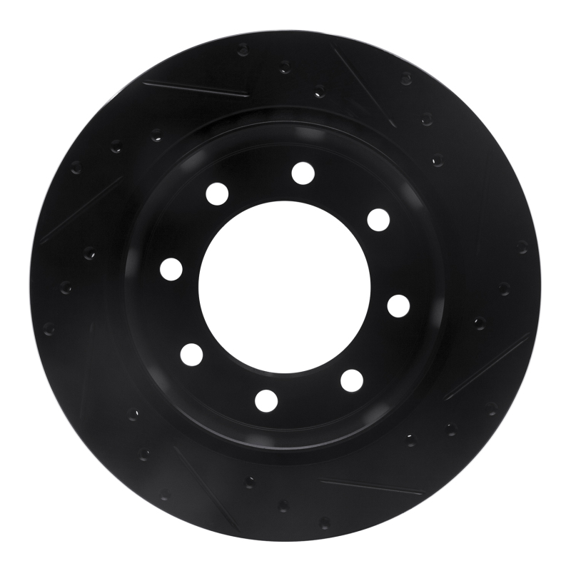 Picture of R1 99-20 Chevrolet Silverado 2500 Rear Left Drilled & Slotted Black Brake Rotor