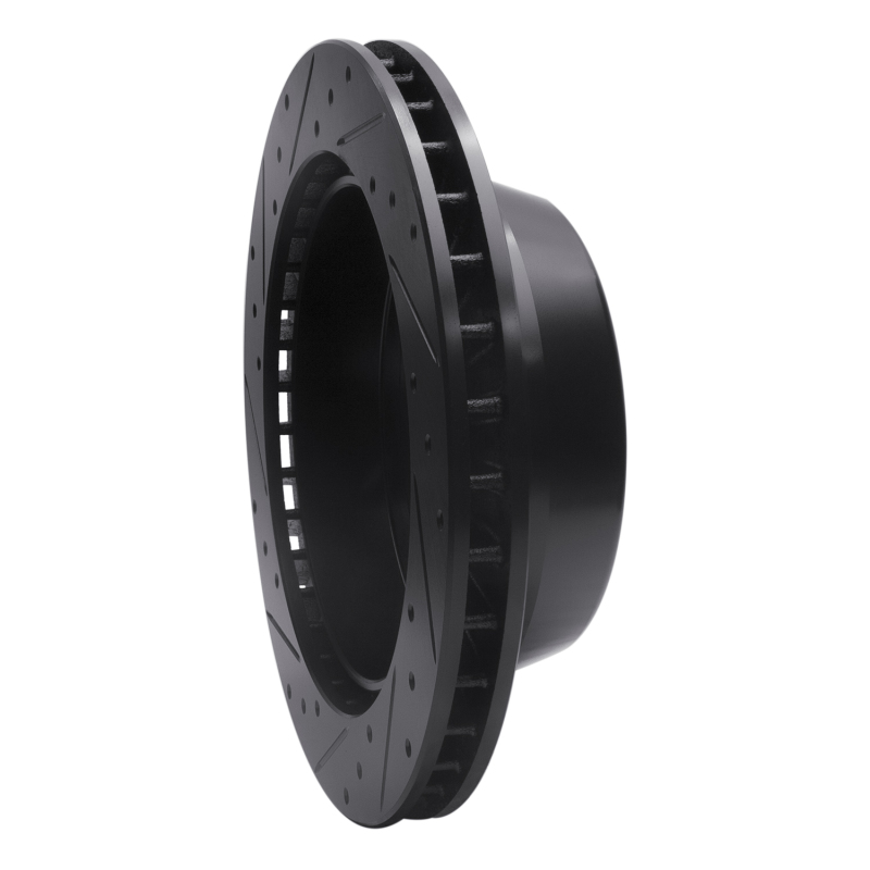 Picture of R1 00-14 Cadillac Escalade ESV Rear Right Drilled & Slotted Black Brake Rotor
