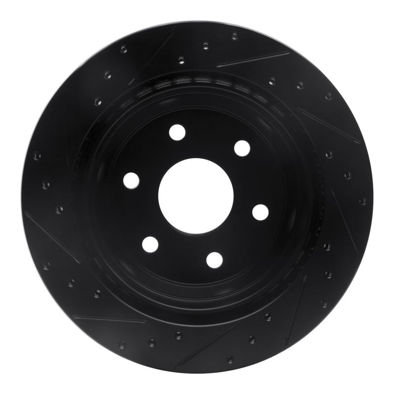 Picture of R1 00-14 Cadillac Escalade ESV Rear Right Drilled & Slotted Black Brake Rotor