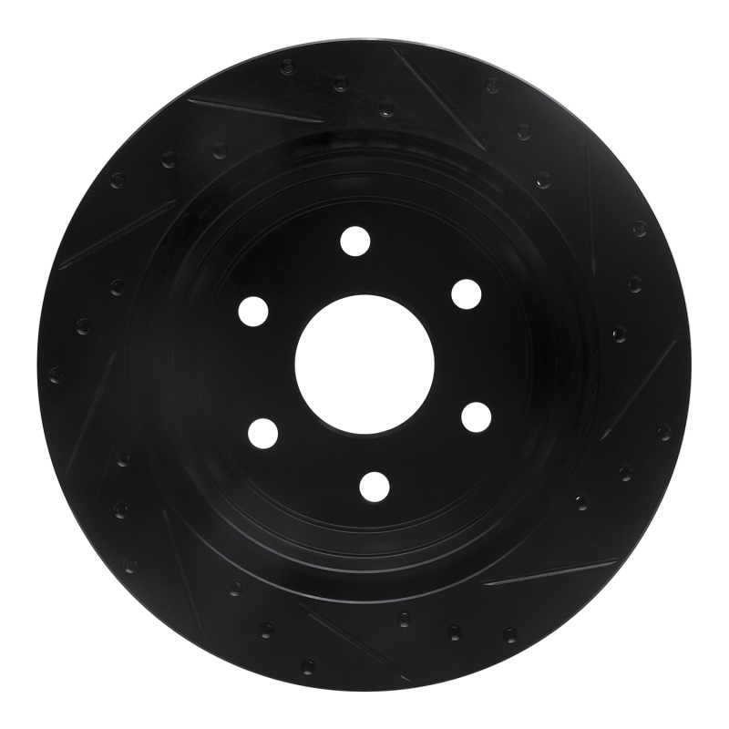 Picture of R1 00-14 Cadillac Escalade EXT Rear Left Drilled & Slotted Black Brake Rotor