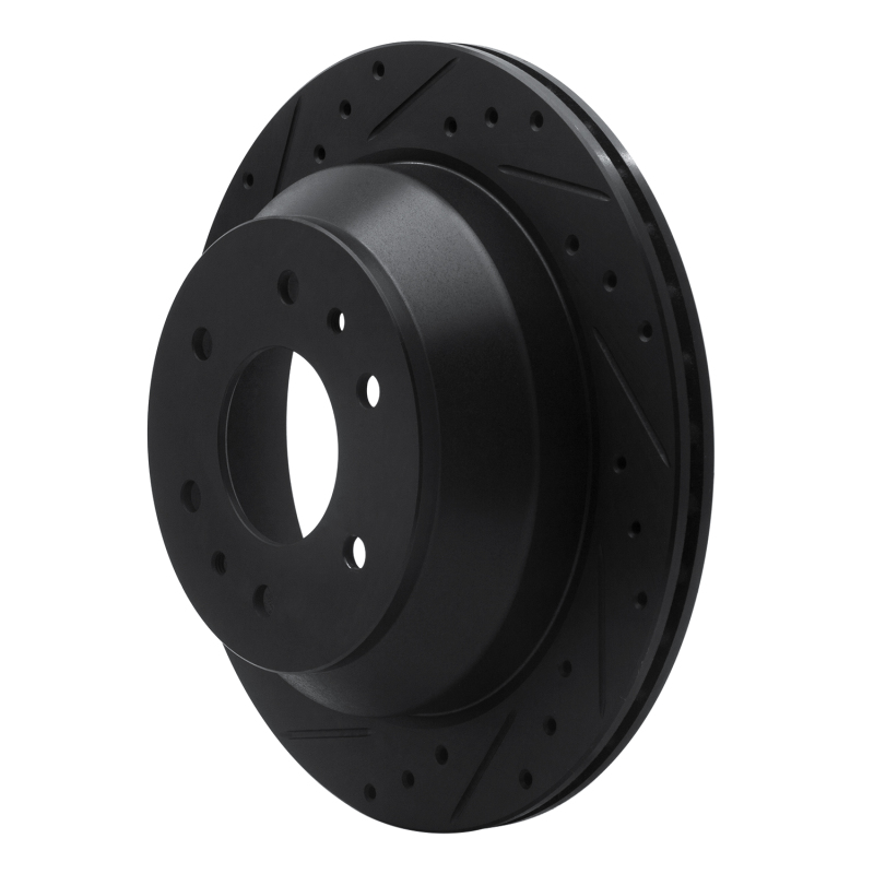 Picture of R1 02-09 Buick Rainier Rear Left Drilled & Slotted Black Brake Rotor