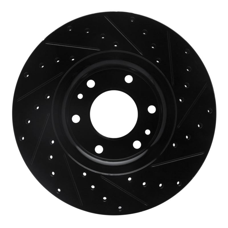 Picture of R1 02-09 Buick Rainier Front Left Drilled & Slotted Black Brake Rotor