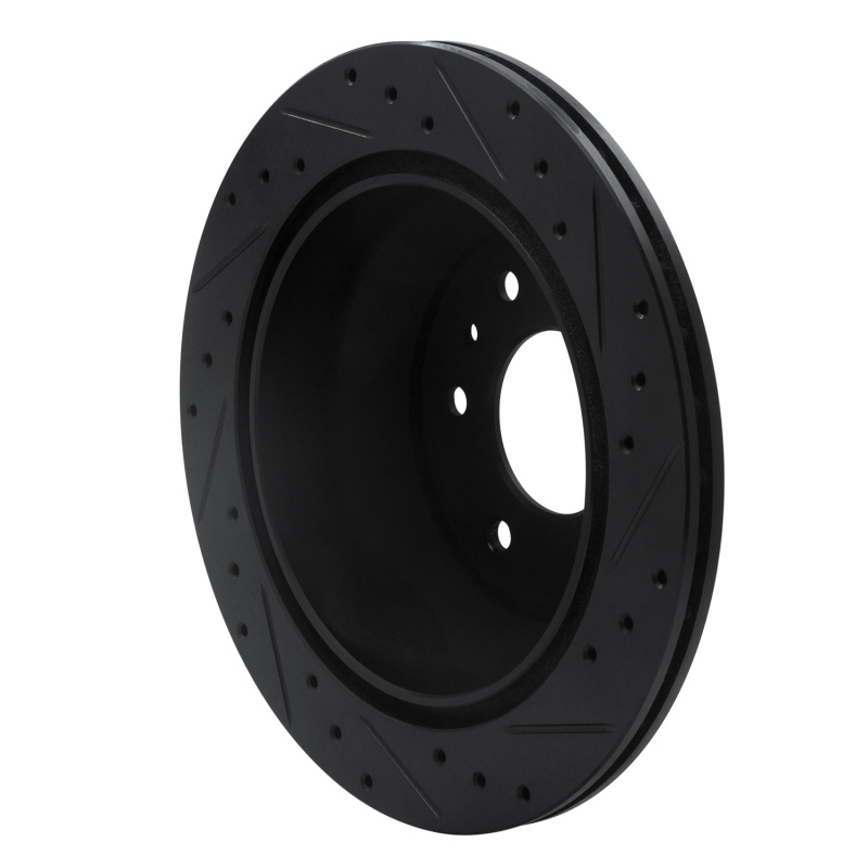 Picture of R1 02-09 Buick Rainier Rear Left Drilled & Slotted Black Brake Rotor