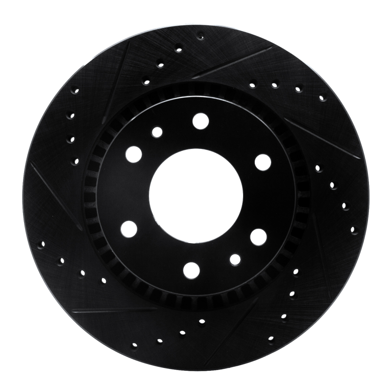 Picture of R1 06-09 Buick Rainier Front Left Drilled & Slotted Black Brake Rotor
