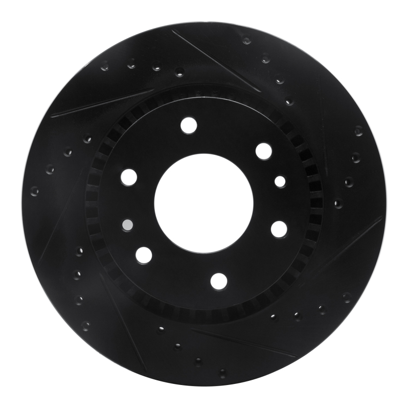 Picture of R1 06-09 Buick Rainier Front Right Drilled & Slotted Black Brake Rotor