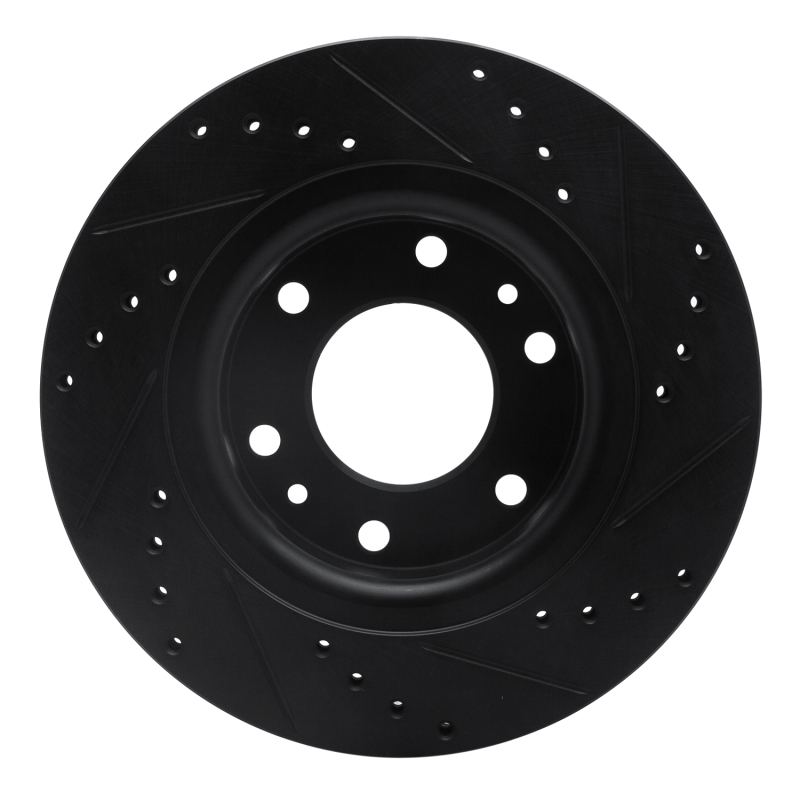 Picture of R1 06-09 Buick Rainier Front Left Drilled & Slotted Black Brake Rotor