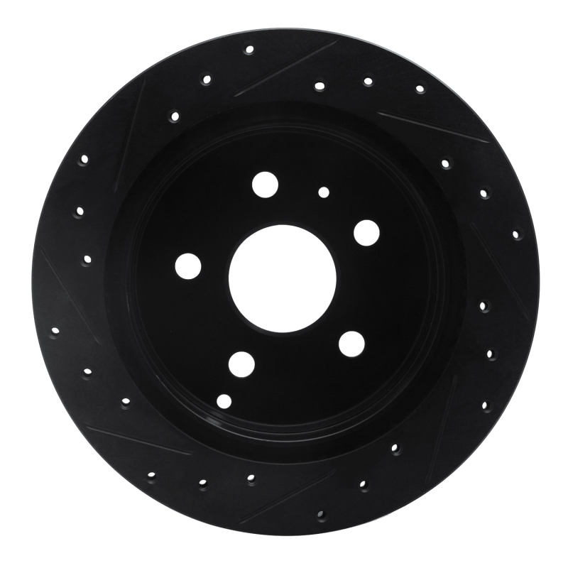 Picture of R1 10-17 Chevrolet Equinox Rear Right Drilled & Slotted Black Brake Rotor