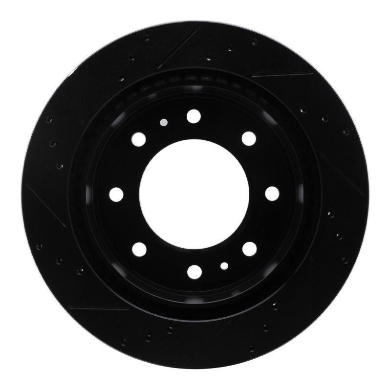 Picture of R1 11-25 Chevrolet Silverado 3500 HD Rear Right Drilled & Slotted Black Brake Rotor