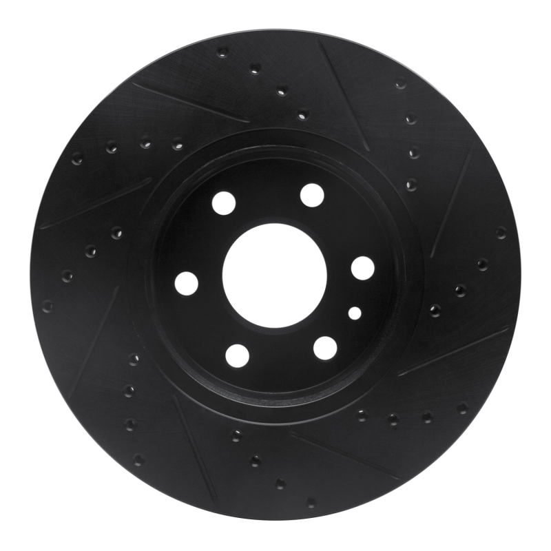 Picture of R1 15-20 Chevrolet Colorado Front Left Drilled & Slotted Black Brake Rotor