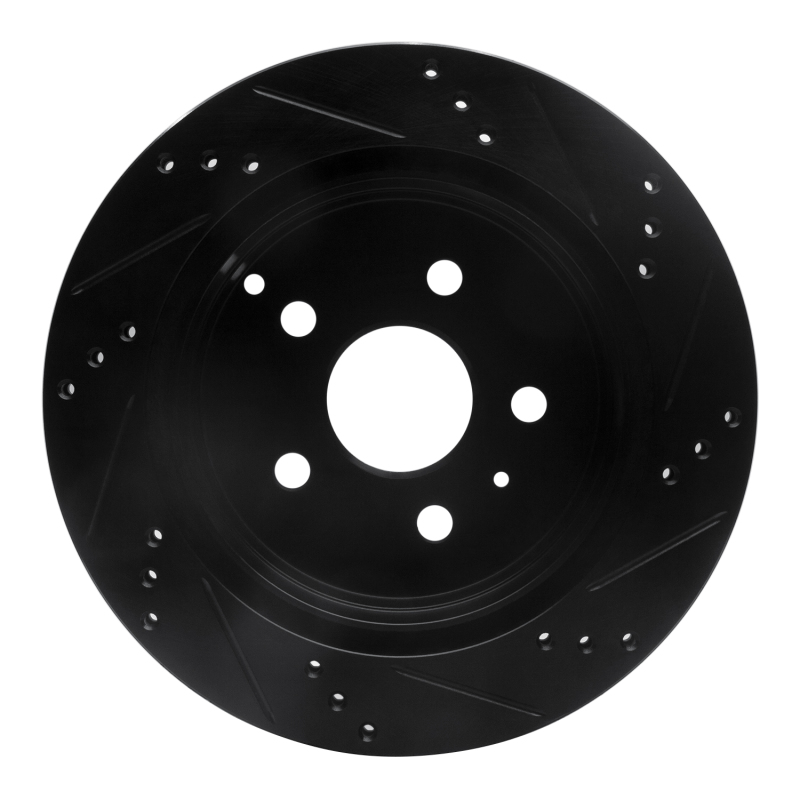 Picture of R1 10-17 Chevrolet Equinox Rear Left Drilled & Slotted Black Brake Rotor