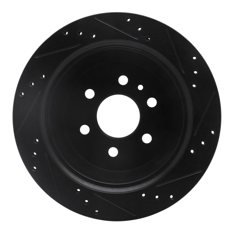 Picture of R1 15-20 Chevrolet Colorado Rear Left Drilled & Slotted Black Brake Rotor