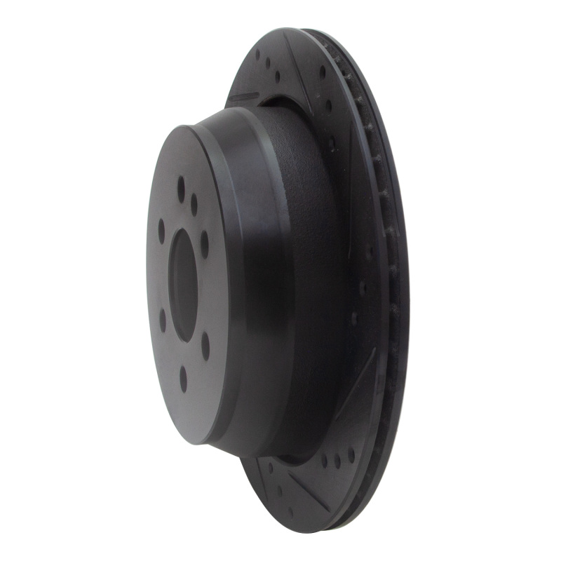 Picture of R1 15-20 Chevrolet Colorado Rear Right Drilled & Slotted Black Brake Rotor