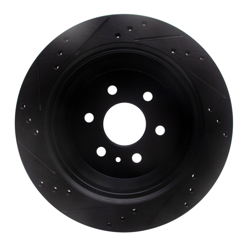 Picture of R1 15-20 Chevrolet Colorado Rear Right Drilled & Slotted Black Brake Rotor