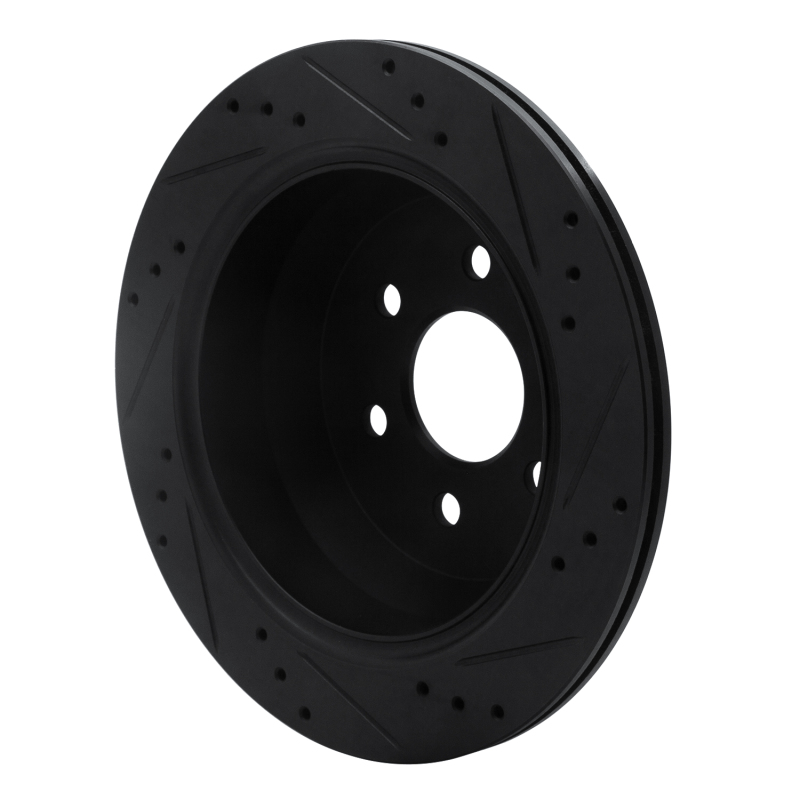 Picture of R1 15-20 Chevrolet Colorado Rear Left Drilled & Slotted Black Brake Rotor