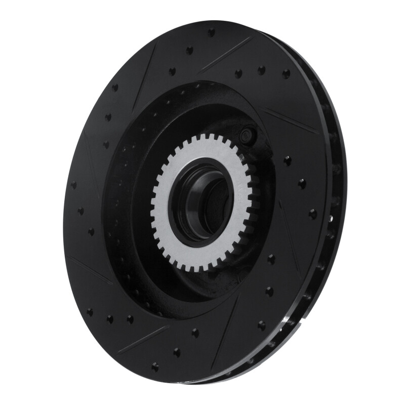 Picture of R1 91-96 Buick Roadmaster Front Right Drilled & Slotted Black Brake Rotor