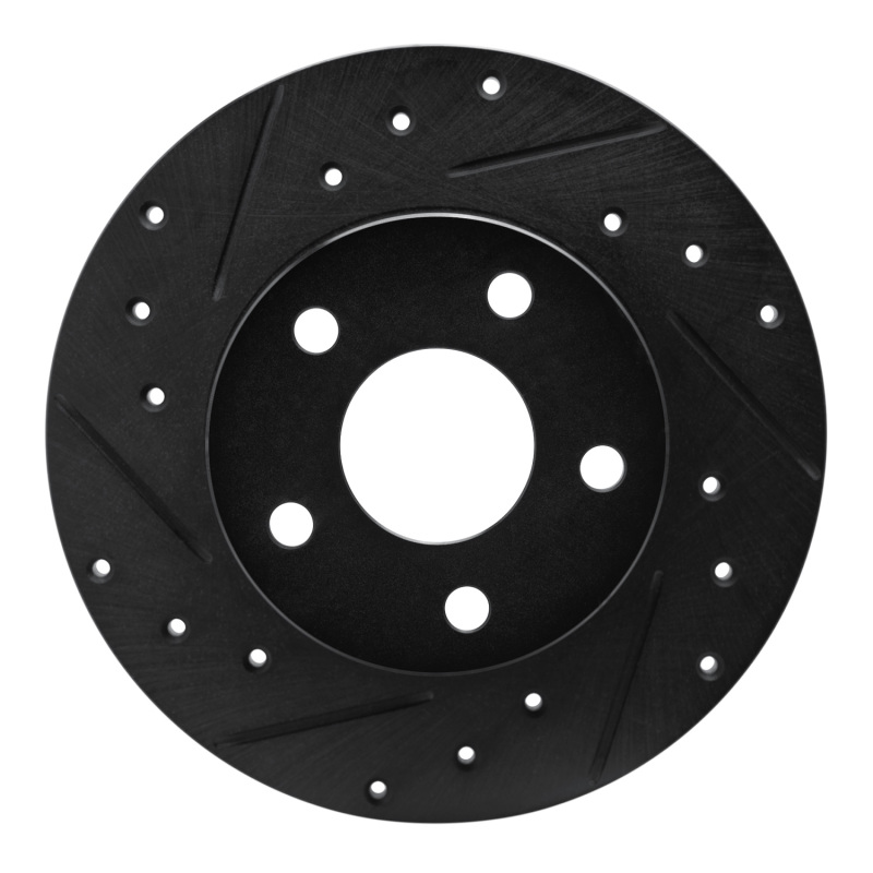 Picture of R1 84-87 Pontiac Fiero Rear Left Drilled & Slotted Black Brake Rotor