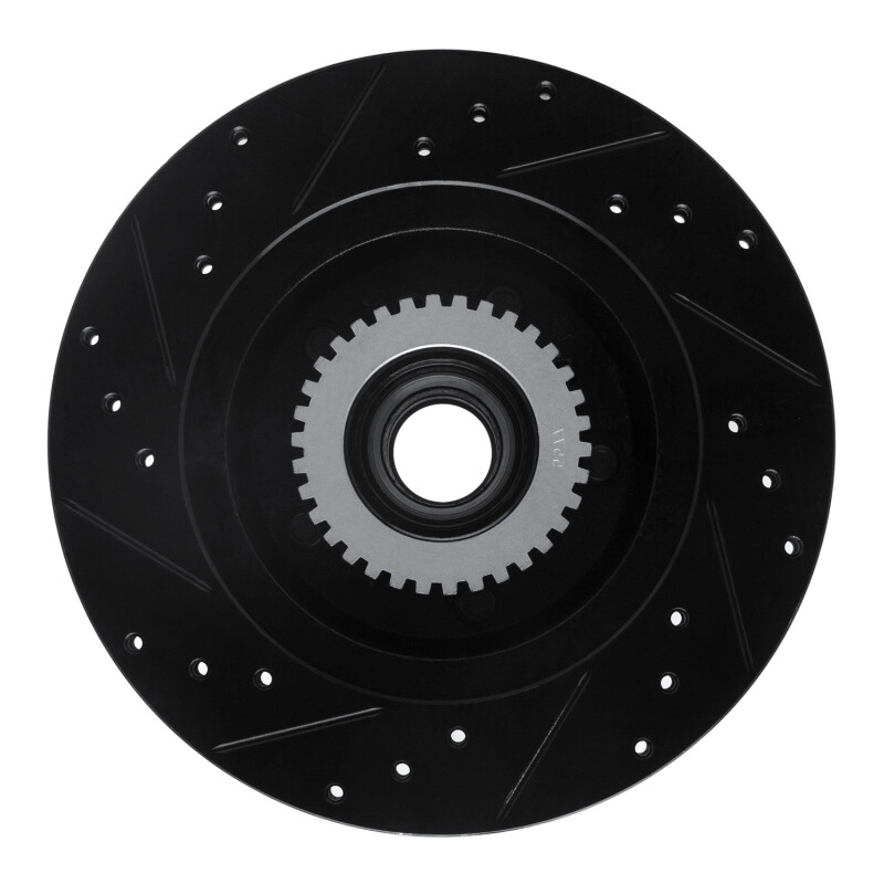 Picture of R1 91-96 Buick Roadmaster Front Right Drilled & Slotted Black Brake Rotor
