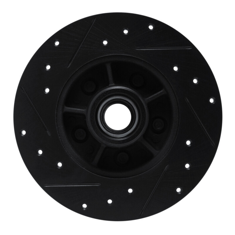 Picture of R1 84-87 Pontiac Fiero Front Right Drilled & Slotted Black Brake Rotor