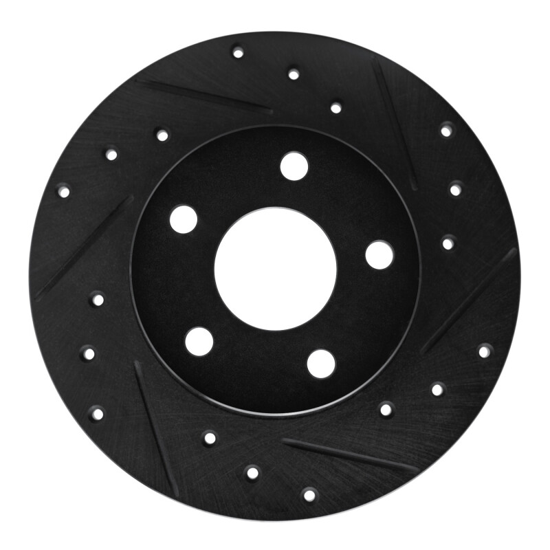 Picture of R1 84-87 Pontiac Fiero Rear Right Drilled & Slotted Black Brake Rotor