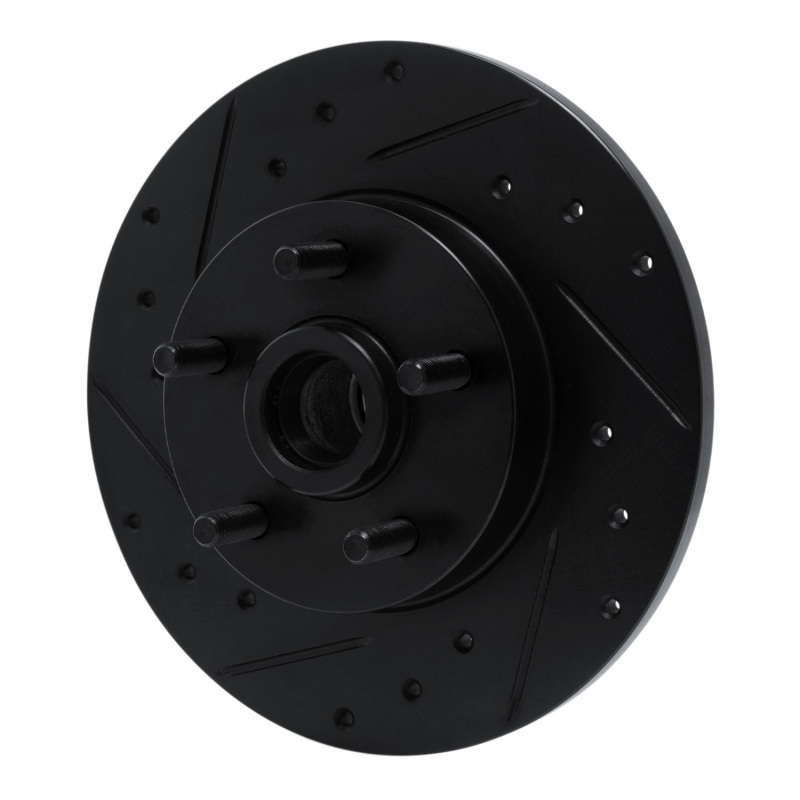 Picture of R1 84-87 Pontiac Fiero Front Left Drilled & Slotted Black Brake Rotor