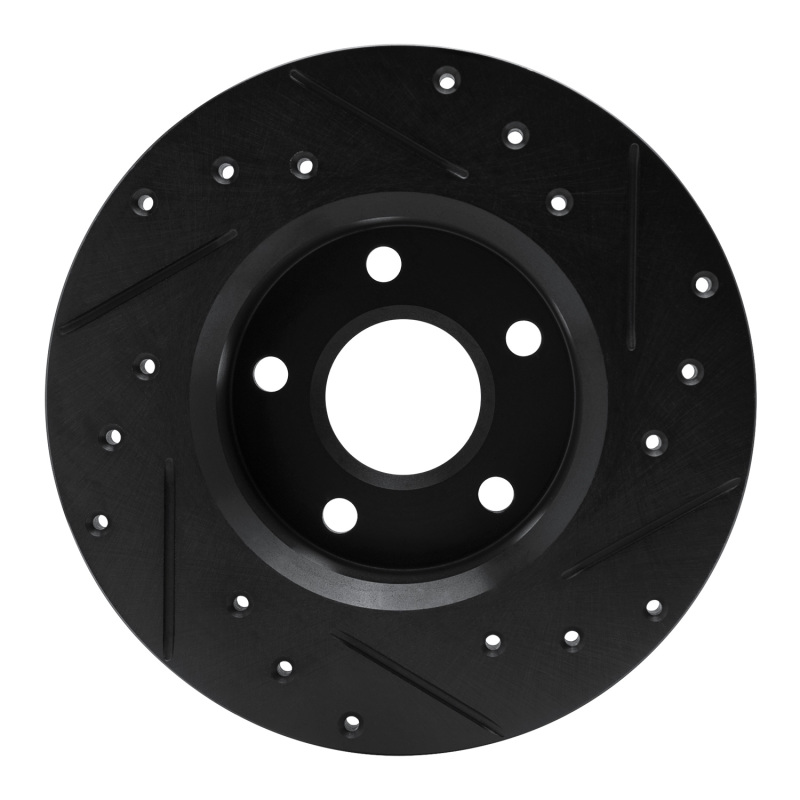 Picture of R1 84-87 Pontiac Fiero Rear Left Drilled & Slotted Black Brake Rotor