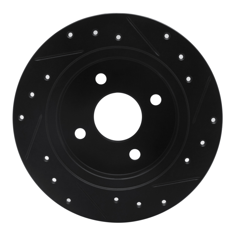 Picture of R1 91-98 Saturn SC2 Rear Left Drilled & Slotted Black Brake Rotor