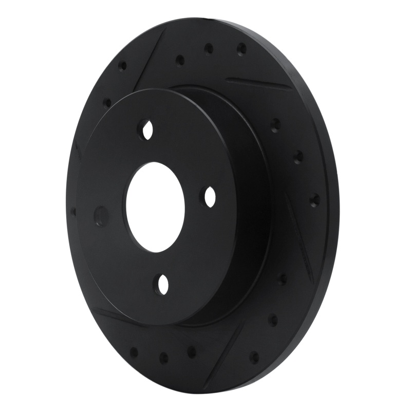 Picture of R1 91-98 Saturn SC2 Rear Left Drilled & Slotted Black Brake Rotor