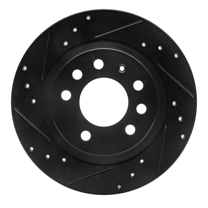 Picture of R1 06-10 Pontiac Solstice Rear Left Drilled & Slotted Black Brake Rotor